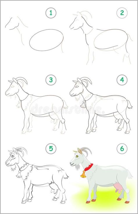 Draw A Goat, Cute Goat, Sketchbook Challenge, Cute Goats, Cute Doodles Drawings, Cartoon Images, Drawing Skills, Step By Step Drawing, Doodle Drawings