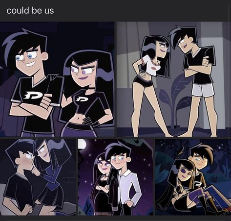 Danny Phantom Nickelodeon, Funny Halloween Aesthetic, Danny Phantom Girlfriend, Relationship Cartoons Couples, Twin Cartoon Characters, Sam Manson Pfp, Sam Manson Fanart, Cute Couple Pics Drawing, Sam And Danny Phantom