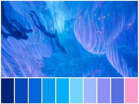 Undersea Color Palette, Water Color Pallete Blue, Deep Sea Colour Palette, Deep Sea Palette, Cyan Blue Color Palette, Ocean Color Palettes, Ocean Pallet Color, Avatar Color Palette, Deep Ocean Color Palette