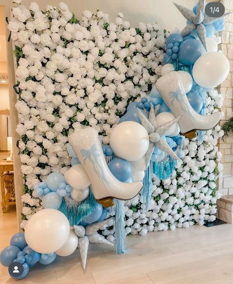 Coastal Cowgirl Balloon Arch, Turquoise Cowgirl Party, Blue Cowgirl Birthday Party, 20th Birthday Party Themes Ideas, Coastal Cowgirl Party Decor, Costal Cowgirl Birthday Theme, Blue Cowgirl Party, 19th Birthday Themes Party Ideas, Coastal Cowgirl Birthday Party