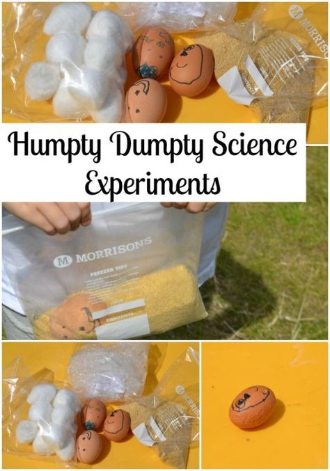 Humpty Dumpty Science Experiments. Fun ideas all about this famous nursery rhyme! Humpty Dumpty Sat On A Wall, Nursery Rhymes Preschool Theme, Nursery Rhyme Lessons, Easter Science Experiments, Easter Science, Rhyming Preschool, Nursery Rhyme Crafts, Minions Kids, Pre-k Science