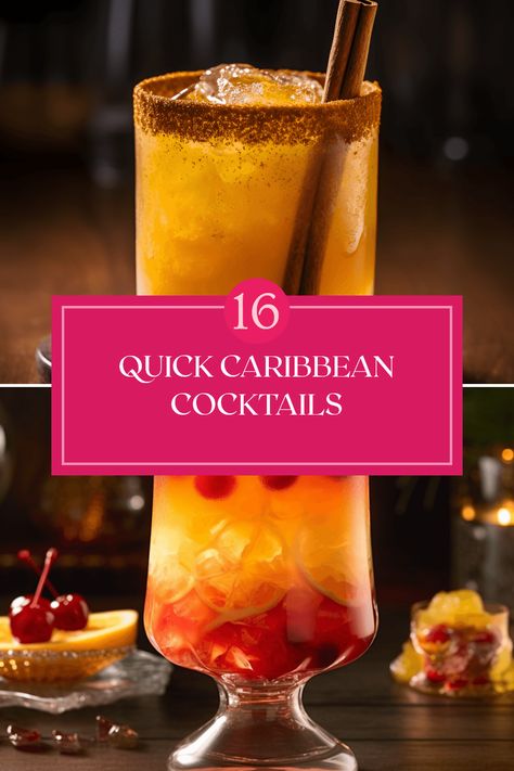 Discover 16 easy Caribbean cocktails you can whip up in minutes! Brighten your day with Rum Punch, a delightful mix of tangy citrus and sweet tropical flavors, or enjoy the decadent Butter Rum, rich with creaminess and warmth. Dive into the creamy and spiced Bumbo with its smooth texture, or indulge in the unique Bushwacker paradise drink blend. No matter your taste, these cocktails offer vibrant flavors that will transport you to a tropical island in no time. Perfect for parties or relaxing evenings. Rum Drinks Easy Cocktails, Coconut Cooler, Rum Sour, Rum Drinks Easy, Cocktails With Rum, Caribbean Cocktails, Paradise Drink, Butter Rum, Bushwacker