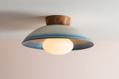 StudioHaran - Etsy Booth Kitchen, Light The Way, Coastal Blue, Wood Light, Flush Ceiling Lights, White Gloss, Dimmer Switch, Flush Mount Lighting, Light Fittings