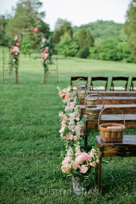 Wedding Series | My Pinterest Dream Venue Wedding Bench, Wedding Ceremony Seating, Wooden Benches, Field Wedding, Country Wedding Decorations, Country Wedding Ideas, Ceremony Seating, Outdoor Wedding Ideas, Mini Wedding