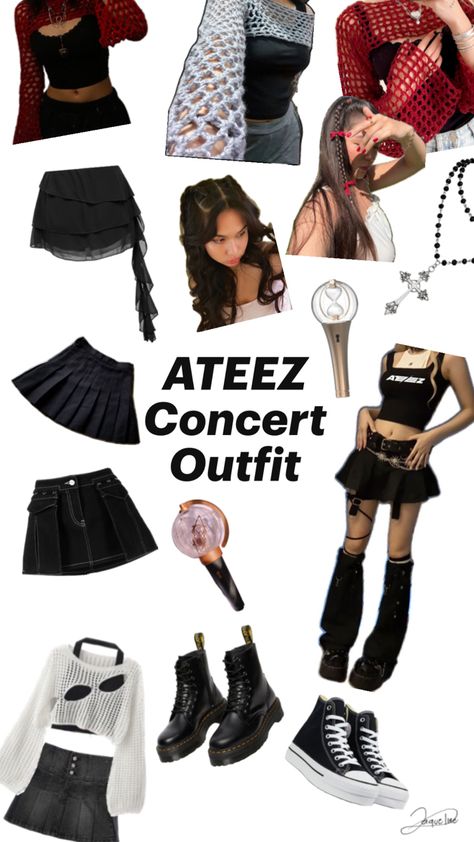 Ateez Concert Outfit, Pop Concert Outfit, Cute Concert Outfits, Concert Outfit Inspo, Ateez Concert, Kpop Concert Outfit, Bratz Inspired Outfits, Concert Fashion, Fandom Outfits