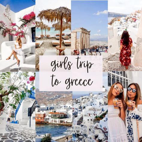 Greece Birthday Trip, 30th Birthday In Greece, Mamma Mia Greece Trip, Greece Trip With Friends, Greece With Best Friend, Greece Trip Itinerary, Greece Bachelorette Party, Greece With Friends, Greece Girls Trip