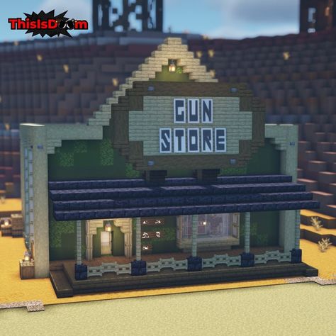 A Wild West Gun Store built in Minecraft Roblox Dti Theme Wild West, Old Western Minecraft Builds, Minecraft Cowboy Town, Minecraft Wild West House, Minecraft Saloon, Minecraft Cowboy, Western Minecraft Builds, Minecraft Western Builds, Wild West Minecraft