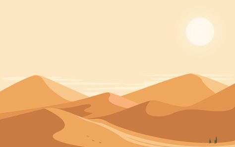 Desert Illustration Minimal, Sand Dessert, Desert Vector, Sun Vector Illustration, Pookalam Design, Sun Vector, Desert Dunes, Desert Landscape, Desert Landscaping