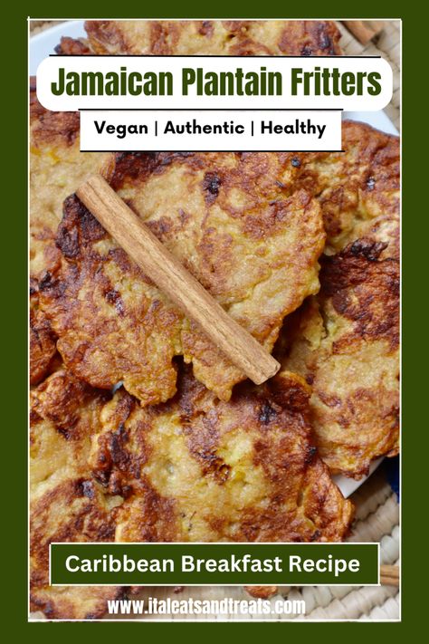 Jamaican Plantain Fritters - Ital Eats and Treats Vegan Plantain, Plantain Fritters, Plantain Recipes, Cane Sugar, Whole Wheat Flour, Whole Wheat, Wheat Flour, Vegan Vegetarian, Party Food