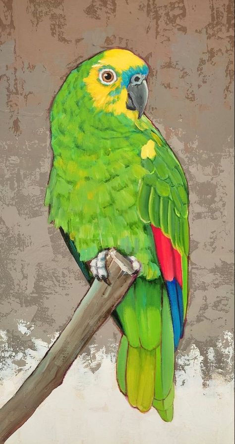 Parrot Painting Easy, Drawing Of Parrot, Bedroom Art Deco, Fantasy Bird, Parrot Drawing, Bird Painting Acrylic, Parrot Painting, Gold Art Painting, Parrots Art