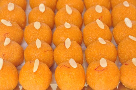 Moti Chur Laddu is beautiful in orange and delicious to every bite.  Order yours now at https://www.facebook.com/BikanerExpress.sg Moti Chur Laddu, Chur, Indian Sweets, Fruit, Orange, 10 Things