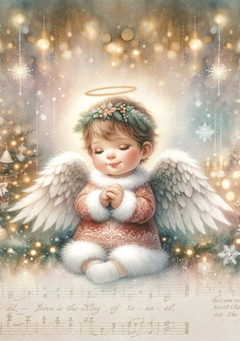 Angel Wings Art, All About Christmas, Elves And Fairies, Thanksgiving Greetings, Vintage Christmas Images, Angel Painting, Angel Pictures, Christmas Drawing, About Christmas