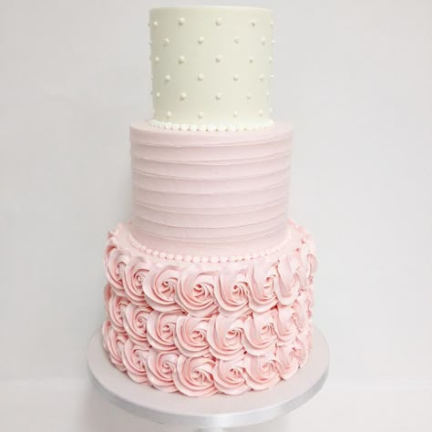 Rosette Cake Wedding, Quince Cakes, Wedding Shower Cakes, 3 Tier Wedding Cake, Tiered Cakes Birthday, Tier Cakes, 3 Tier Wedding Cakes, Rosette Cake, Sweet 16 Cakes