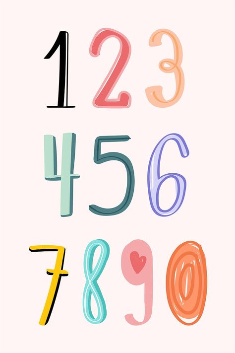 Number Illustration, Numbers Typography, Kid Cartoon, Doodle Alphabet, Print Design Art, Baby Posters, Doodle Fonts, Baby Illustration, Doodle Style