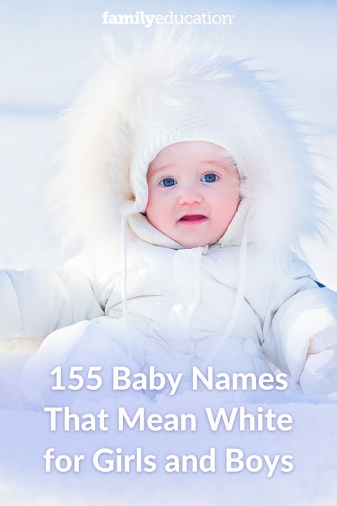 These baby names that mean white are inspired by the pure, clean and bright feelings of the color white. Find a baby name that means white for girls and boys! #babynames Names Meaning White, Names That Mean White, Names That Mean Winter, Names Of Baby Boy, Boy Names Meaning Light, Names That Mean Snow, Color Names Baby, Norse Names, African Name