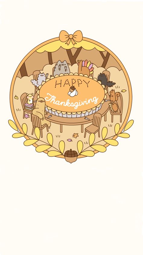 pusheen fall thanksgiving wallpaper pt. two !! Thanksgiving Anime, Shark Puppy, Thanksgiving Napkin Folds, Pusheen Cute, Thanksgiving Wallpaper, Pusheen Cat, Thanksgiving Family, Holiday Wallpaper, Thanksgiving Table Decorations