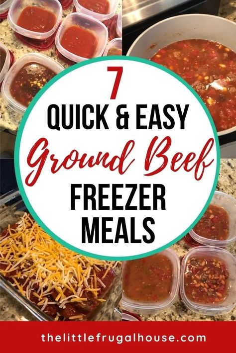 7 Easy Ground Beef Freezer Meals - The Little Frugal House Make Ahead Hamburger Meals, Hamburger Freezer Meals, Ground Beef Freezer Meals, Quick Easy Cheap Meals, Easy Cheap Meals, Freezer Casseroles, Freezer Soups, Meal Hacks, Beef Freezer Meals