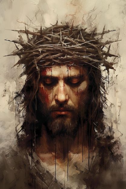 Jesus cristo com a coroa de espinhos | Premium Photo #Freepik #photo #pintura #religiao #catolico #jesus Passion Of The Christ Crucifixion, Passion Of Christ Images, Jesus Passion, Jesus Art Drawing, Catholic Artwork, Jesus Wall Art, Jesus Drawings, Jesus Christ Painting, Jesus Artwork