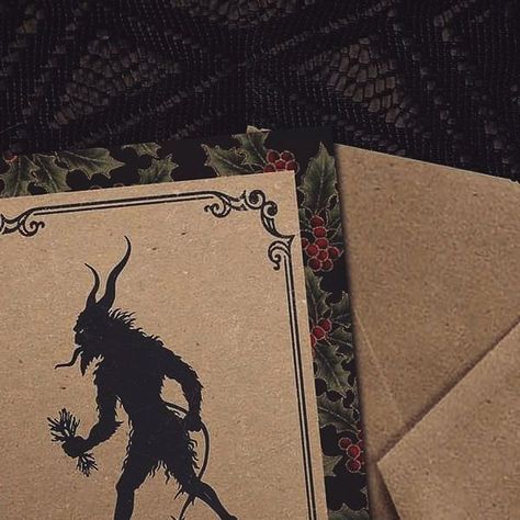 𝐕𝐢𝐨𝐥𝐞𝐭 ☾ 𝐌𝐨𝐨𝐧 on Instagram: "Krampus is coming… so I made this card so you could warn your friends and family. 👹 It’s a 5x7 card in a downloadable PDF. Available now in my @etsy shop! #krampus #smallbusiness #merrykrampus #yule #krampusnacht" Vintage Krampus Illustration, Krampus Silhouette, Krampus Candle, Krampus Aesthetic, Catherine Steadman, Dark Yule, Krampus Art, Krampus Card, Merry Gentlemen