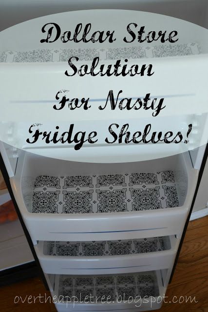 Great idea to keep your fridge cleaner longer and also give it some style;-) Refrigerator Cleaner, Fridge Cleaner, Painting Outdoor Wood Furniture, Appliance Makeover, Dollar Tree Kitchen Organization, Diy Laundry Basket, Refrigerator Liners, Cabinet Liner, Fridge Shelves