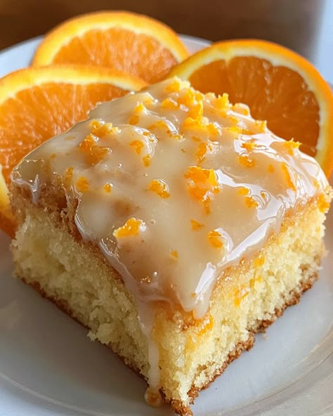 Juicy Orange Breakfast Cake Orange Roll Breakfast Cake, Orange Soaked Cake, Desserts With Orange Juice, Orange Breakfast Cake, Orange Bang Recipe, Strawberry Orange Cake, Savory Orange Recipes, Cooking With Oranges, Upside Down Orange Cake