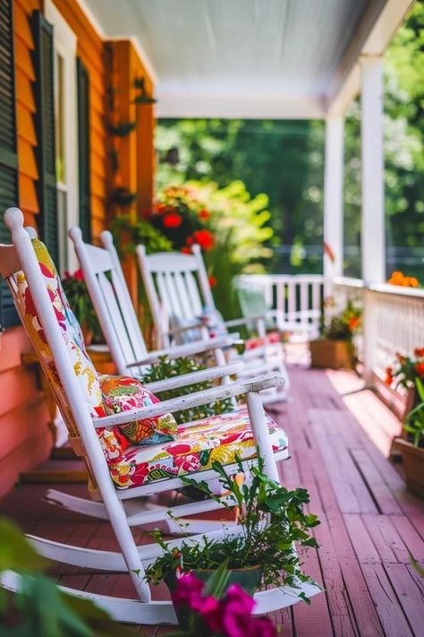 Refresh Your Porch with Painting Rocking Chair Ideas Refurbish Rocking Chair, Painted Rocking Chairs, Diy Rocking Chair, Small Urban Garden, Paint Tips, Diy Designs, Cozy Patio, Chair Ideas, Backyard Inspiration