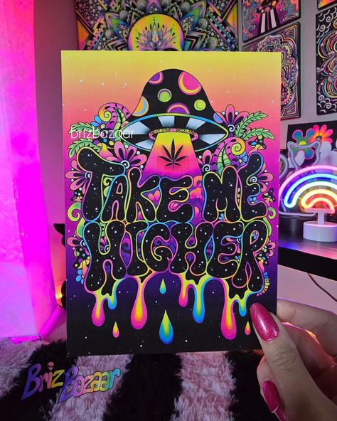 Now offering 5x7 & 11x14 prints on ALL designs 😁 . . . #trippyart #trippyvibes #psychedelicart #headyart #stonerart #colorful ##art #alienart #decor #maximalist Maximalist Canvas Painting, Trippy Maximalist Decor, Trippy Room Decor Diy Wall Art, Blacklight Drawings, Mushroom Art Painting, Neon Doodles, Hippie Art Ideas Simple, Trippy Illustration, Maximalist Wall Decor