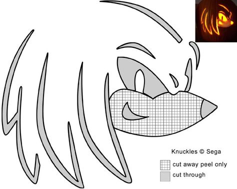 Knux Jack-O-Lantern stencil by Rally-the-Cheetah.deviantart.com on @deviantART Sonic Pumpkin Carving, Sonic Pumpkin, Scary Pumpkin Carving Patterns, Halloween Pumpkin Decorating, Pumpkin Templates, Kitty Pumpkin, Pumpkin Stencils Free, Hello Kitty Pumpkin, Halloween Pumpkin Stencils