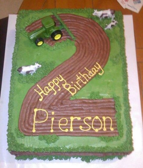 Tractor Birthday Party Cake, Cake Tractor, Tractor Birthday Cake, Plowed Field, Tractor Birthday Cakes, John Deere Cake, Birthday Cake Kids Boys, John Deere Birthday Party, Farm Birthday Cakes