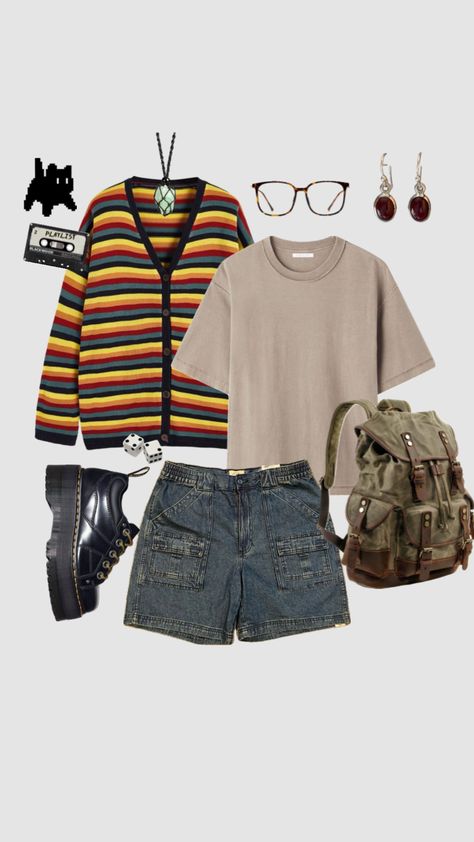 #pride #pridemonth #prideoutfits #pridemonthoutfits #pridefits #outfit #outfitinspiration #outfitinspo #ootd #outfitoftheday #outfitsoftheweek #clothes #cardigan #jorts #fashion Jorts Fashion, Clothes Cardigan, Ootd, Clothes