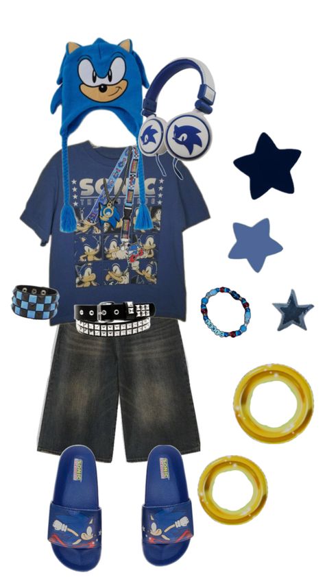 Ftm Outfits Casual, Sonic Clothes Aesthetic, Sonic Outfit Ideas, Sonic Inspired Outfits, Sonic Clothes, Sonic Outfit, Ftm Outfits, Sonic Cosplay, Silly Clothes