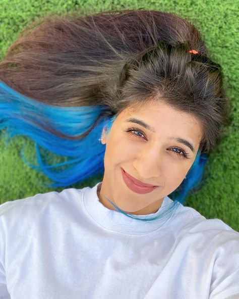 Blue Underlayer hair dye Blue Underlayer Hair, Underlayer Hair Dye, Hair Dye, Blue Hair, Dyed Hair, Hair Inspo, Hair Makeup, Health And Beauty, Dreadlocks