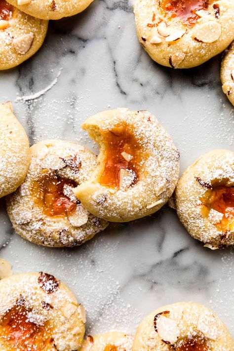 Apricot Cream Cheese Cookies | Sally's Baking Addiction Cream Cheese Thumbprint Cookies, Cheese Thumbprint Cookies, Gingerbread Whoopie Pies, Summer Cookie Recipes, Fruity Cookies, Caramel Apple Spice, Thumbprint Cookies Recipe, Sally's Baking, Jam Cookies