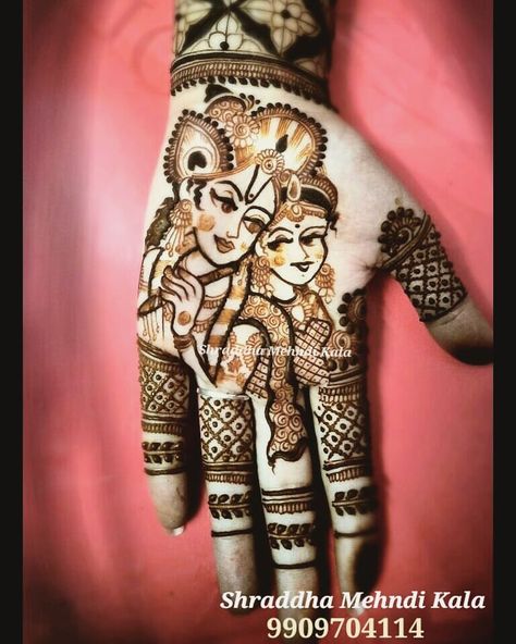 Radhe Krishna Mehndi Designs, Radha Krishna Mehndi Design, Krishna Mehndi, Mehendi Art, Bridal Mehandi, Engagement Mehndi, Bridal Mehendi Designs Hands, Bridal Henna Designs, Rose Mehndi Designs