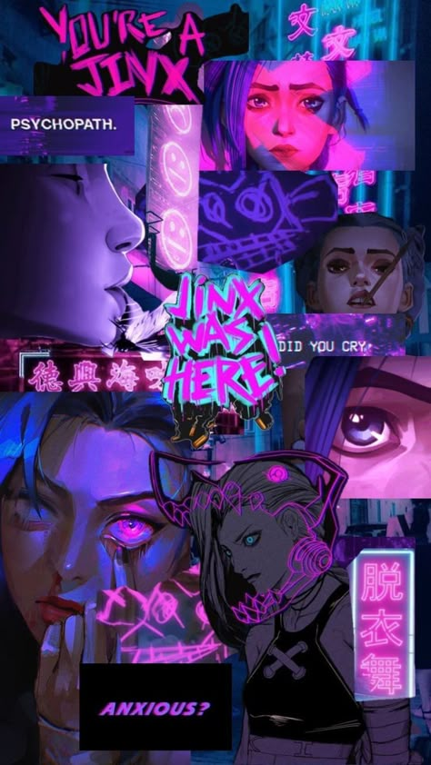 Jinx Was Here, Purple Blue Aesthetic, Dr Mundo, Jhin League Of Legends, Arcane Wallpaper, Konosuba Wallpaper, League Of Legends Poster, Jinx Arcane, Arcane Jinx