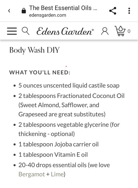 Homemade Body Wash Recipe, Body Wash Recipe, Diy Body Wash, Homemade Body Wash, Salve Recipes, Liquid Castile Soap, Natural Body Wash, Castile Soap, Best Essential Oils