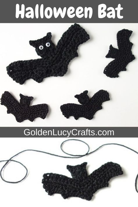 Hollowed Crochet, Free Crochet Halloween, Bat Applique, Halloween Applique Designs, Spooky But Cute, Bat Crochet, Holiday Crochet Patterns, Crochet Bat, Halloween Applique