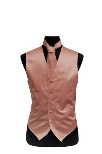 Chambelanes Outfits Quinceanera, Rose Gold Suit, Chambelanes Outfits, Matching Prom, Rose Gold Satin, Gold Suit, Tuxedo Vest, Silver Jewelry Diy, Necktie Set