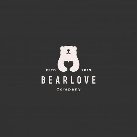 Love Logo Design, Bear Logo Design, Logo Minimal, Logo Hipster, Bear Vector, Illustration Simple, Kids Logo Design, Bear Silhouette, Bear Logo