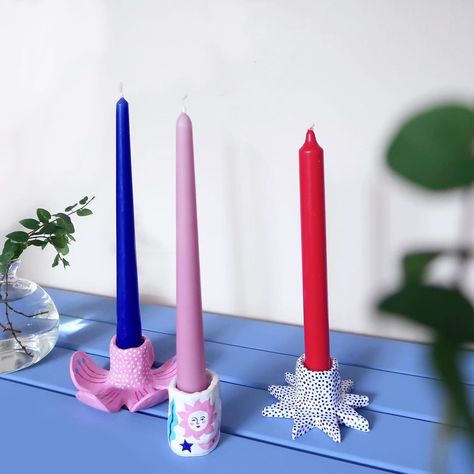 Candles Stick, Diy Candle Holders Clay, Homemade Clay Candle Holders, Diy Air Dry Clay Candle Holders, Clay Candle Stick Holders, Candle Stick Holders Diy, Polymer Clay Candle Holder Diy, Oven Bake Clay Candle Holder, Air Dry Clay Taper Candle Holder Diy