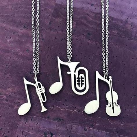 These musical Instrument necklaces are made of stainless steel. Stainless steel is extremely durable, hypo-allergenic, and tarnish resistant. * Each instrument pendant measures about 1-inch wide x 1-inch tall * 16+2-inch extension stainless steel chain and lobster clasp * Made to order * Sold separately ©FEIFISH LLC, dba Close 2 UR Heart Lux Gifts, Band Teacher, Band Kid, Universal Language, French Horn, Music Jewelry, Horn Necklace, Couple Necklaces, Couple Jewelry