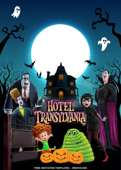 Festa Hotel Transylvania, Hotel Transylvania Birthday, Hotel Transylvania Party, Disney Superhero, Mavis Hotel Transylvania, Mom Tattoo Designs, Free Printable Birthday Invitations, Halloween Silhouettes, Free Invitation Templates