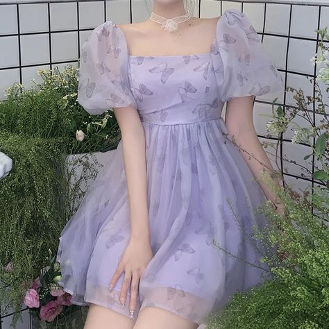 Puffy Purple Dress, Short Purple Dress, Purple Short Dress, Puffy Sleeve Dress, Butterfly Purple, Purple Shorts, Purple Dress, Fast Fashion, Short Dress