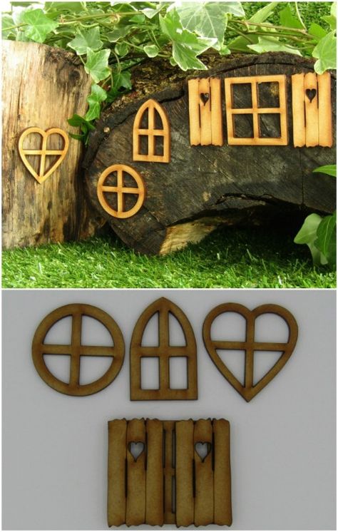 Fairy Windows Fairy Furniture Diy How To Make, Fairy House Windows Diy How To Make, Diy Fairy Furniture And Accessories, How To Attach Fairy Doors To Trees, Fairy Houses Kids, Diy Fairy Door, Fairy Beds Miniature, Backyard Ideas For Small Yards, Fairy Tree Houses