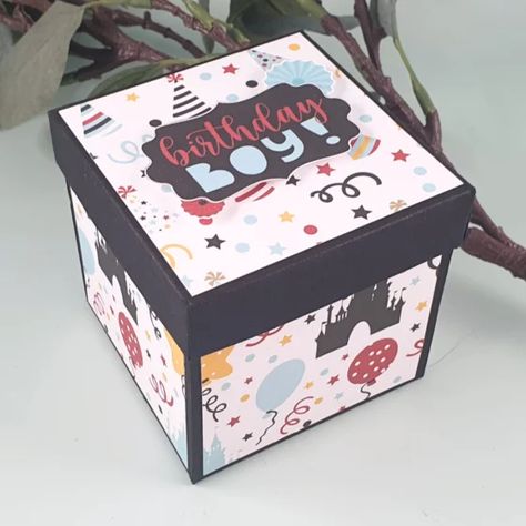 Explosion Box Gift Box Tutorial with Echo Park Magical Birthday Boy - Gift Box Tutorial, Explosion Box Tutorial, Birthday Explosion Box, Boy Box, Exploding Box Card, Magical Birthday, Box Tutorial, Box Cards, Exploding Boxes