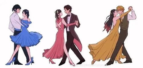 Waltz Dance Drawing, Waltz Reference, Waltz Pose, Couple Dancing Drawing, Dancing Reference, Dancing Drawing, Dancing Pose, Dancing Drawings, Anime Dancing