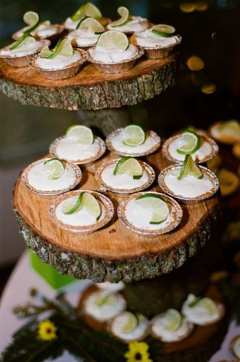 Little key lime pies Mini Key Lime Pies Wedding, Key Lime Pie Wedding, Wedding Pies, Pie Wedding, Dinner List, Mini Key Lime Pies, Wedding Food Display, Wedding Foods, Key Lime Pie Bars