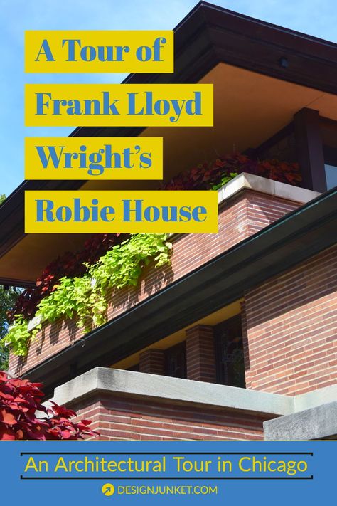 An architecture tour of Frank Lloyd Wright's historic Robie House in Chicago. Travel to Chicago and view the interior and exterior of this Prairie-style landmark as you hear about the history of the home and see Wright's architectural design masterpiece. #franklloydwright #robiehouse #tour #chicago Frank Lloyd Wright Chicago, Robie House Frank Lloyd Wright, Frank Lloyd Wright Imperial Hotel, Frank Lloyd Wright Robie House, Glass Front Entry Doors, College Chic, Robie House, Dark Tourism, Frank Lloyd Wright Architecture