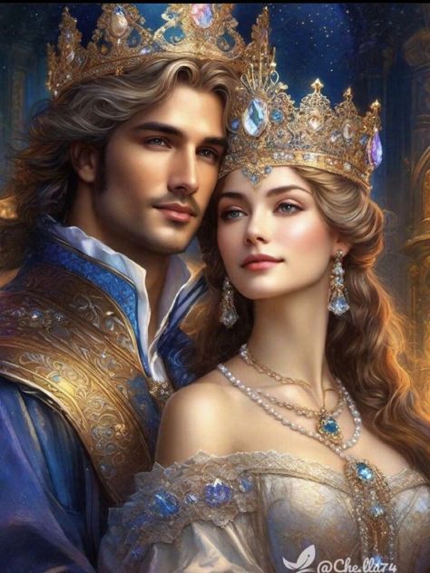 Prince Princess Couple, Coronation Dresses, King Queen Couple, Dream Realm, Real Life Disney Characters, Fairytale Romance, Couples Art, Fantasy Art Couples, Fantasy Queen