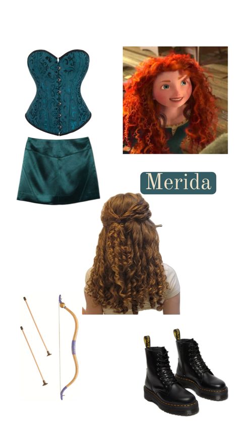 Merida Halloween Costume College, Merida Costume Ideas, Disney Princess Inspo Outfit, Meredith Brave Costume, Merida From Brave, Merida Brave Halloween Costume, Merida Costume Women, Princess Merida Costume, Merida Make Up